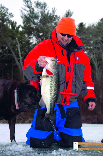 Some anglers fish several ice tip-ups simultaneously to increase their odds of hooking up.