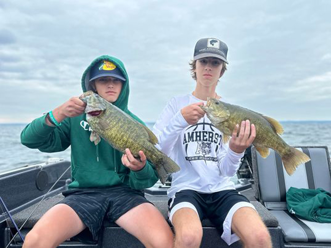 Camden Brown and Conner Colleary smallmouth bass