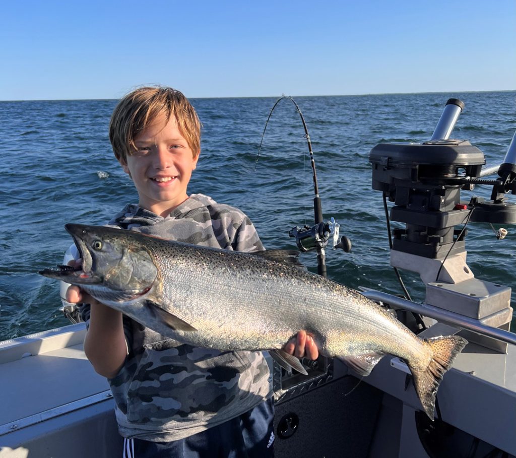 Nick D., from Connecticut, caught this king salmon while fishing Lake Ontario with Driftwater Fishing.