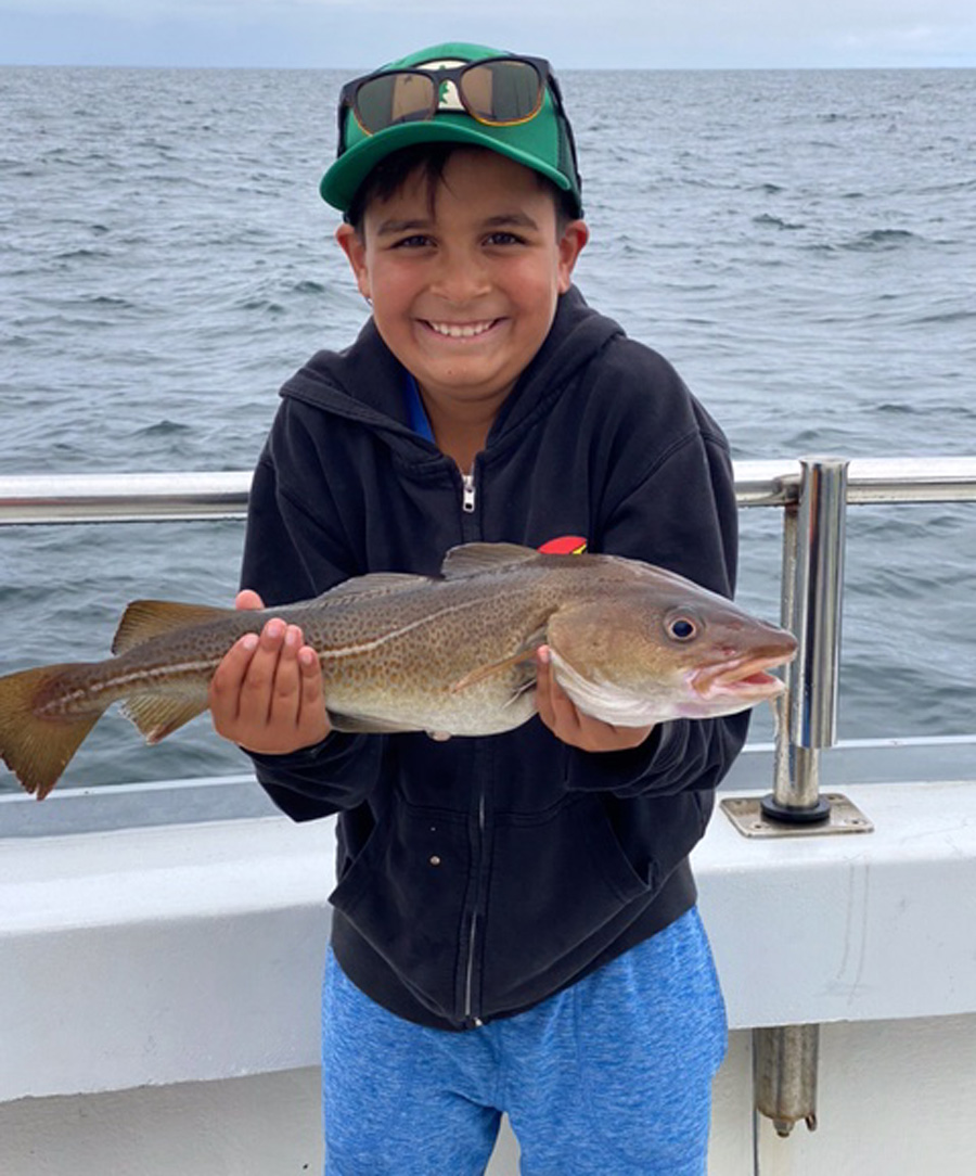 Zubin with cod aboard Touch of Gray Charters