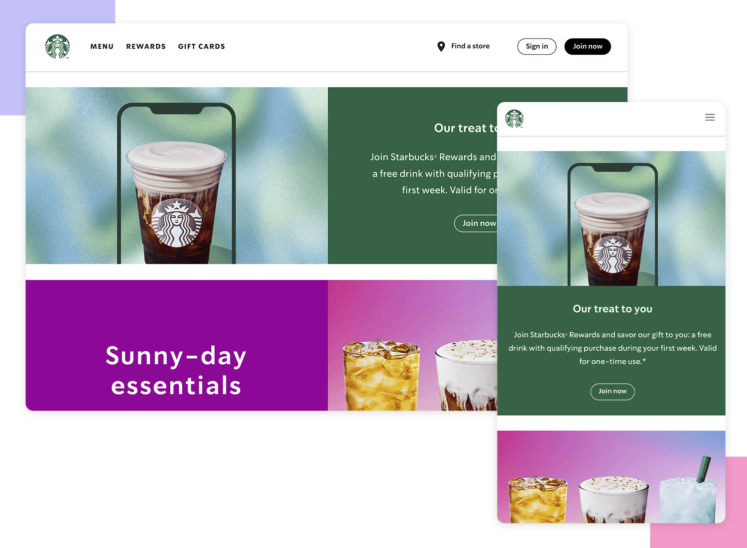 Responsive website examples - Starbucks